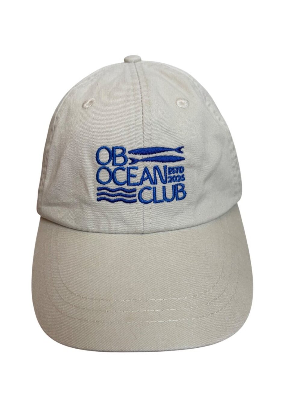 OB Ocean Club Baseball Cap Embroidered Fish Bahamas Flag Patch Leather Strap